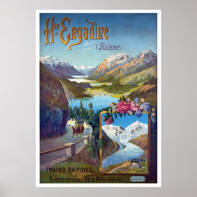 Póster Engadine, Paisaje de verano, Suiza (Frente)