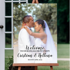 Póster Engagement party welcome sign with photo