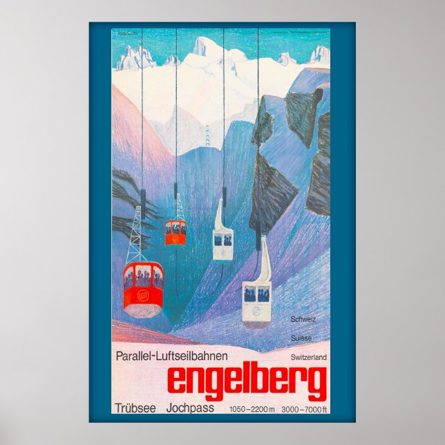 Póster Engelberg Suiza, Poster de esquí (Frente)