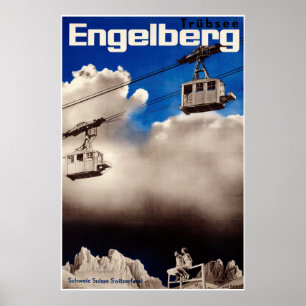 Póster Engelberg, Suiza, poster del esquí