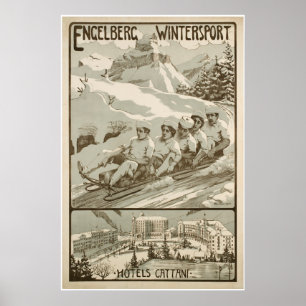 Póster Engelberg Wintersport, Suiza, poster del esquí