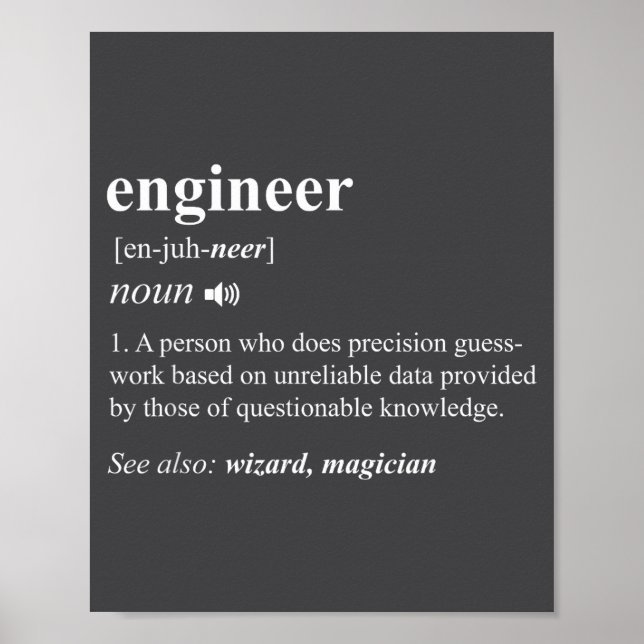 Póster Engineer Definition Funny Engineering Mechanical C (Frente)