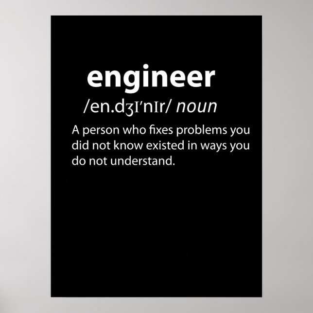 Póster Engineer Funny Dictionary Definition (Frente)