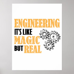 Póster Engineering - It's Like Magic But Real Funny