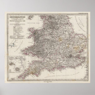 Póster England Atlas Map