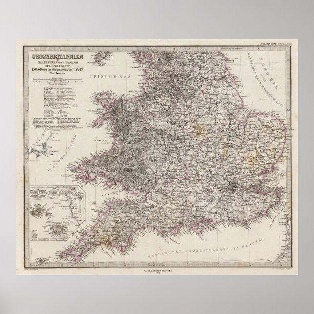 Póster England Atlas Map (Frente)
