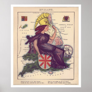 Póster England Caricature Map 1868