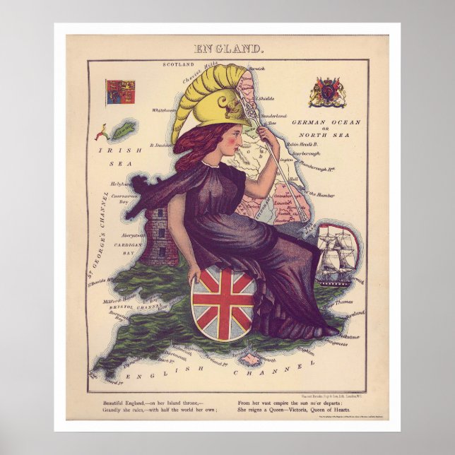 Póster England Caricature Map 1868 (Frente)