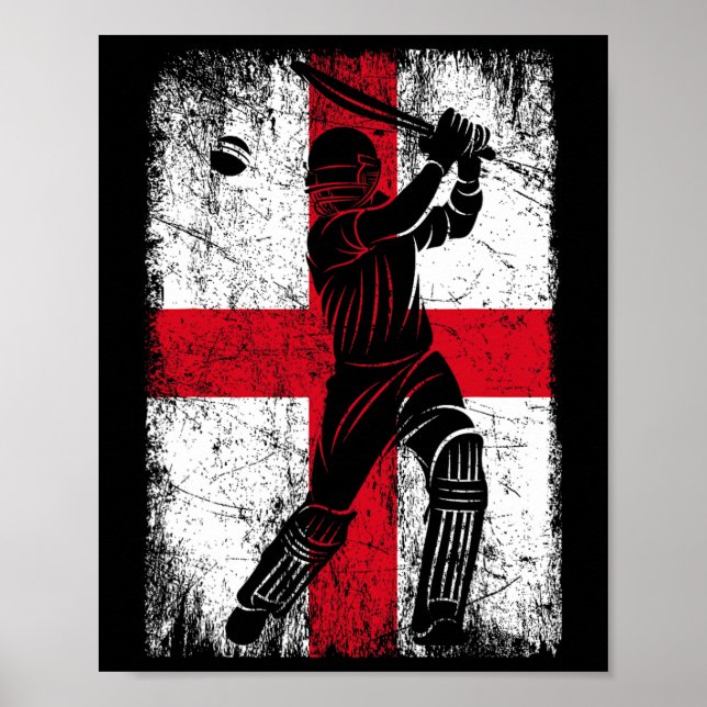 Póster England Flag Cricket Jersey Fan Player Coach  (Frente)