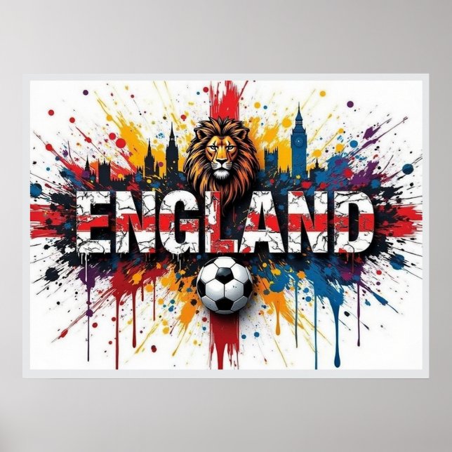 Póster England Football Citiscape Oil Painting Style Art (Frente)