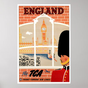 Póster England Retro Travel Poster