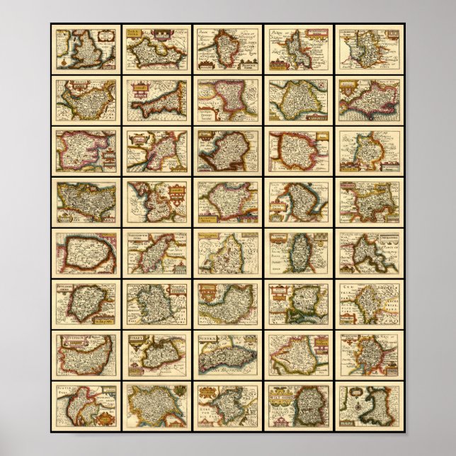 Póster England, Wales and All English County Maps (Frente)