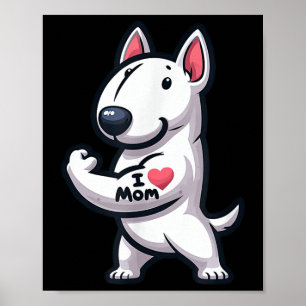 Póster English Bull Terrier I Love Mom Funny Dog Tattoo