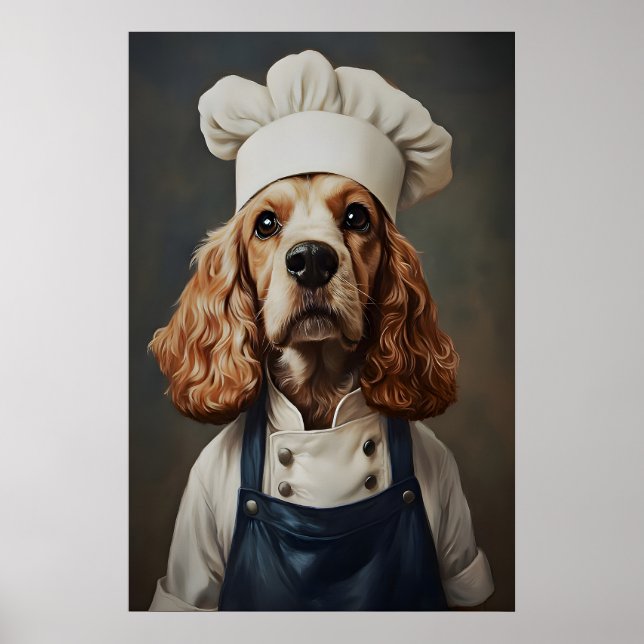 Póster English Cocker Spaniel In Chefs Hat Poster, Pet (Frente)