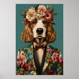 Póster English Cocker Spaniel In Suit Poster, Cocker
