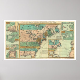 Póster English Empire America Map - 1755