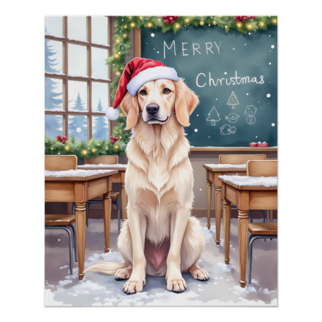 Póster English Setter Cozy Classroom Teacher Santa (Anverso)