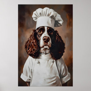 Póster English Springer Spaniel con sombrero de chef Póst