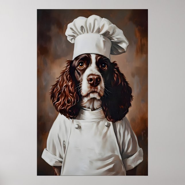 Póster English Springer Spaniel con sombrero de chef Póst (Frente)