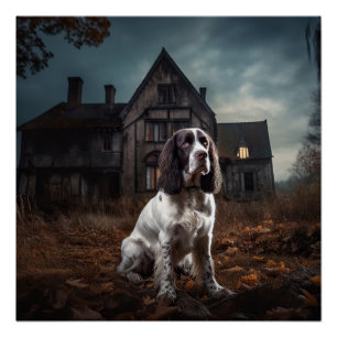 Póster English Springer Spaniel Halloween Espeluznante