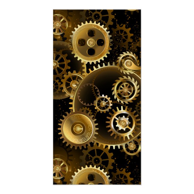 Póster Engranajes de latón Steampunk sin costuras (Anverso)