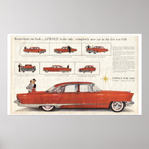 Póster Enhanced 1956 Lincoln Premiere 4 Door Centerfold A