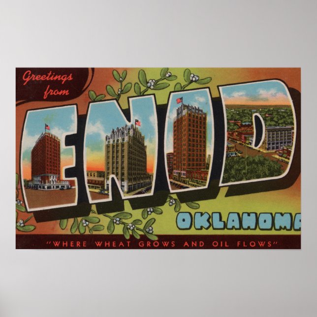 Póster Enid, OklahomaEscenas de letras grandesEnid, OK (Frente)