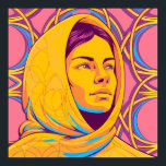 Póster Enigmatic Brazilian Woman in Vibrant Pop Art<br><div class="desc">This artwork features a captivating portrait of a Brazilian woman, rendered in a bold Pop Art style. Her head is covered by a yellow headscarf, which is intricately detailed with patterns, suggesting traditional or symbolic significance. The use of a vibrant color palette, dominated by yellow, pink, and hints of blue...</div>