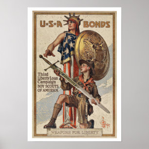 Póster Enlaces de guerra de WWII - patriotismo del