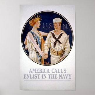 Póster Enlistado Vintage En La Armada
