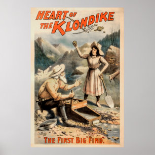 Póster Enorme nugget de oro encontrado en Klondike 1897