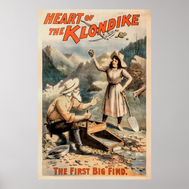 Póster Enorme nugget de oro encontrado en Klondike 1897 (Frente)