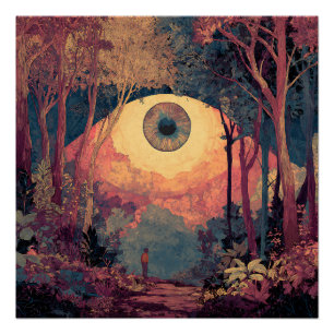 Póster Enorme Ojo Surrealista Vigilando el Crepúsculo del