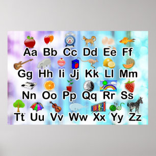 Póster Enorme Poster de alfabetos ABC con gráficos elemen