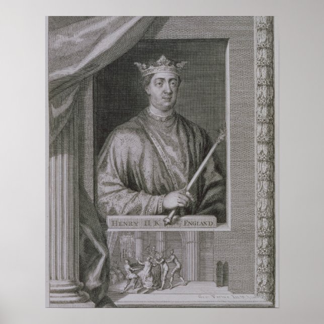 Póster Enrique II (1133-89) Rey de Inglaterra de 1154, de (Frente)