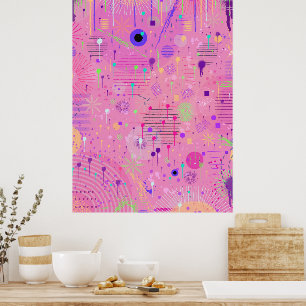 Póster Ensalada de Frutas Estacionales: Pintura Abstracta