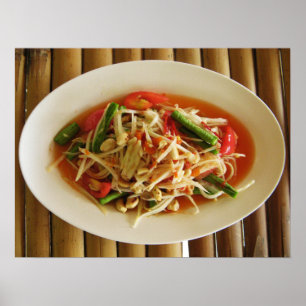 Póster Ensalada de Papaya picante [Som Tam] ... Comida la