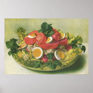 Póster Ensalada de verduras mixtas orgánicas Mesclun Vint