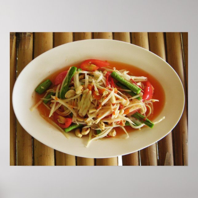 Póster Ensalada Picante de Papaya [Som Tam] ... Comida Th (Frente)
