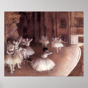 Póster Ensayo de ballet en el escenario de Edgar Degas