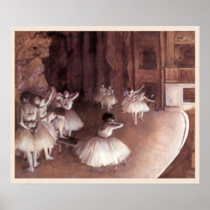 Póster Ensayo de ballet en el escenario de Edgar Degas