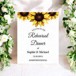 Póster Ensayo de girasol Cena Boda Amarillo blanco