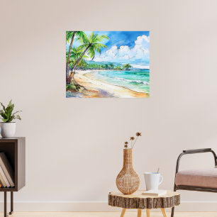 Póster Ensenada de playa hawaiana