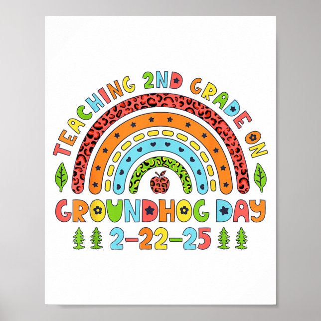 Póster Enseñando 2do Grado El Día De La Marmota Divertido (Frente)