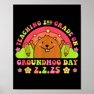 Póster Enseñando 2do Grado El Día De La Marmota Divertido