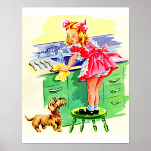 Póster Enseñando a Rover a lavar los platos