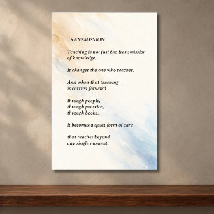 Póster Enseñanza Inspiradora Poema Reflexivo Original