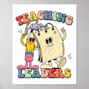 Póster Enseñanza Retro Líderes Futuros Groovy Profesor Es