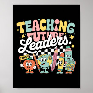 Póster Enseñanza Retro Líderes Futuros Profesor Groovy Es