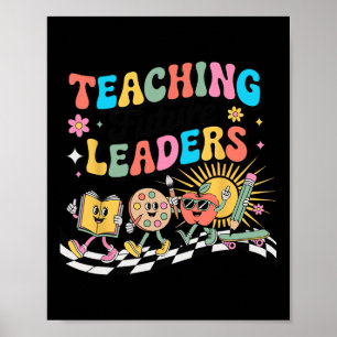 Póster Enseñanza Retro Líderes Futuros Profesor Groovy Es